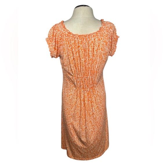 MICHAEL- Michael Kors Orange/White Print Midi Dress. Size Small. - Picture 3 of 9